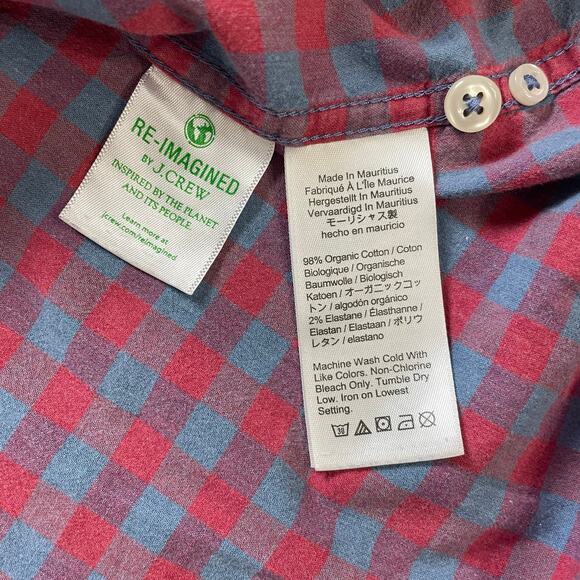 J. Crew Mens Classic Fit Gingham Plaid Button Down Organic Cotton Shirt Size L - Picture 7 of 7